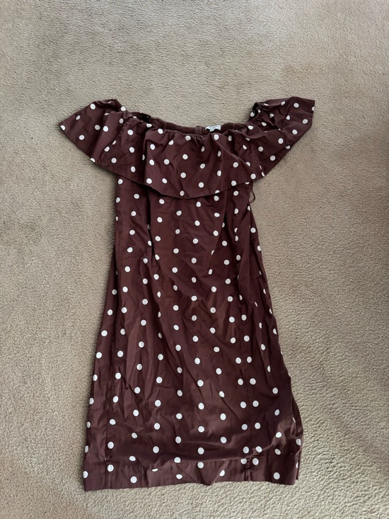 Old Navy Dresses & Skirts - Old Navy Polka Dot Off-Shoulder Midi Dress in Chocolate Brown and White